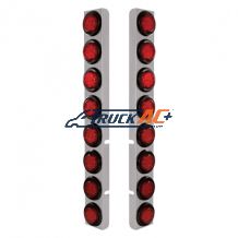 SS Rear Air Cleaner Bracket With 16X 9 LED 2" Lights For Peterbilt-Red LED & Lens - United Pacific 37331