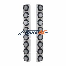 SS Rear Air Cleaner Bracket With 16X 9 LED 2" Lights For Peterbilt-Red LED/Clear Lens - United Pacific 37333