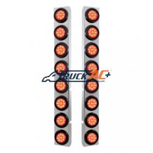 SS Rear Air Cleaner Bracket With 16X 9 LED 2" Reflector Lights For Peterbilt-Red LED & Lens - United Pacific 37335