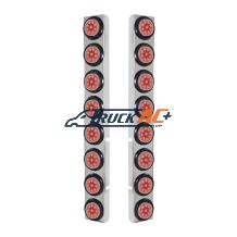 SS Rear Air Cleaner Bracket With 16X 9 LED 2" Reflector Lights For Peterbilt-Red LED/Clear Lens - United Pacific 37337