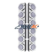 Stainless Rear Air Cleaner Bracket With Twelve 9 LED 2" Lights & Bezels For Peterbilt- Red LED/Clear Lens - United Pacific 37344