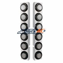 SS Rear Air Cleaner Bracket With 12X 9 LED 2" Lights For Peterbilt-Red LED/Clear Lens - United Pacific 37345