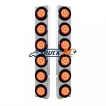 SS Rear Air Cleaner Bracket With 12X 9 LED 2" Reflector Lights For Peterbilt-Red LED & Lens - United Pacific 37347