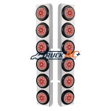 SS Rear Air Cleaner Bracket With 12X 9 LED 2" Reflector Lights For Peterbilt-Red LED/Clear Lens - United Pacific 37349
