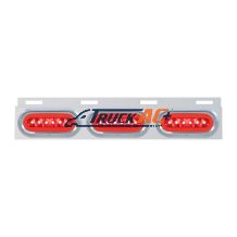 Stainless Top Mud Flap Bracket With 3X 22 LED 6" Oval GloLight & Visors - Red LED/Red Lens (Each) - United Pacific 63816