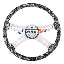 18" 4 Spoke Skull Steering Wheel With Matching Skull Horn Bezel - White - United Pacific 88317