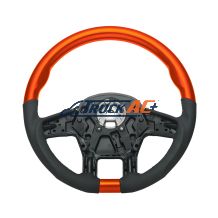 18" YourGrip Leather & Wood Candy Color Steering Wheel For 2012-2021 PB 579&2013-2021 KW T680-Cadmium Orange - United Pacific 88348