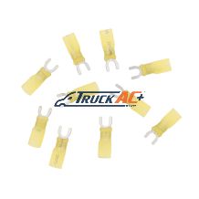12-10 AWG #10 Stud CS Heat Shrink Spade Terminal - Yellow (10-Pack) - United Pacific 98197