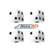 White Dice Valve Caps With Black Dots (Set of 4) - United Pacific 70006