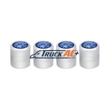 Chrome Round Valve Caps With Blue Crystal (4-Pack) - United Pacific 70055