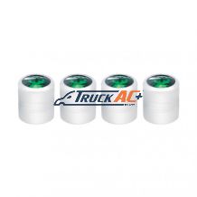 Chrome Round Valve Caps With Green Crystal (4-Pack) - United Pacific 70056