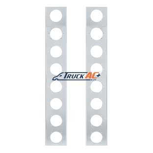Peterbilt Stainless Front Air Cleaner Bracket Only - 16 Light Cutouts (Pair) - United Pacific 30072