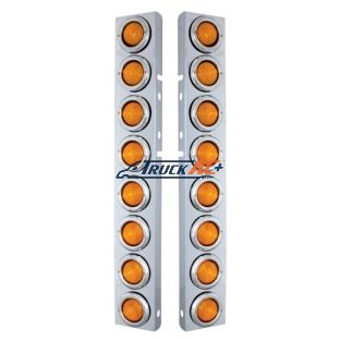 Front Air Cleaner Kit With Sixteen 2" Incandescent Flat Lights & Bezel For Peterbilt - Amber Lens - United Pacific 30074