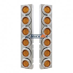Stainless Front Air Cleaner Bracket With 12X 2" Flat Lights & Bezels For Peterbilt - United Pacific 30778