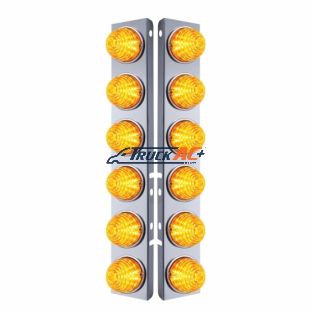SS Front Air Cleaner Bracket W/12X 17 LED Beehive Lights & SS Bezels For Peterbilt-Amber LED & Lens (Pair) - United Pacific 31980