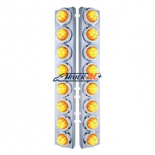 SS Front Air Cleaner Bracket With 16X 9 LED 2" Beehive Lights & Bezels For Peterbilt-Amber LED & Lens - United Pacific 33706