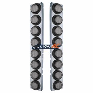 SS Front Air Cleaner Bracket With 16X 9 LED 2" Lights For Peterbilt-Amber LED/Clear Lens - United Pacific 33801