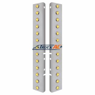 SS Front Air Cleaner Bracket With 26X 3 Amber Hi/Lo LED 3/4" Mini Crystal Lights & SS Bezels For Peterbilt-Amber Lens - United Pacific 34471