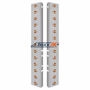 SS Front Air Cleaner Bracket With 26X 3 LED 3/4" Mini Lights & SS Bezels For Peterbilt-Amber LED & Lens - United Pacific 34476
