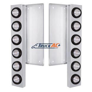 FL SS Front Air Cleaner Bracket W/12X 9 LED 2" Beehive Lights -Amber LED/Clear Lens - United Pacific 34781