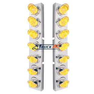 SS Front Air Cleaner Brkt With 14X 11 Amber LED Watermelon Light & Visor Bezel For KW Trucks-Clear Lens - United Pacific 37368
