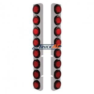 SS Rear Air Cleaner Bracket With 16X 9 LED 2" Lights For Peterbilt-Red LED & Lens - United Pacific 37331
