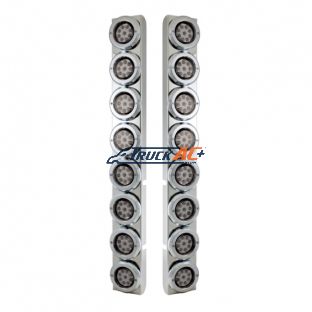 SS Rear Air Cleaner Bracket With 16X 9 LED 2" Reflector Lights & Bezels For Peterbilt-Red LED/Clear Lens - United Pacific 37336