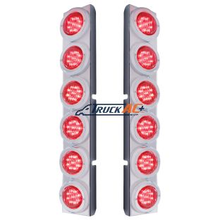 Rear Air Cleaner Bracket With 12 Flat LED Lights & Bezel For Peterbilt- Red LED/Red Lens - United Pacific 37342