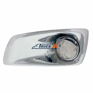 Fog Light Cover With 17 Amber LED Watermelon Light & Visor For 2007-17 KW T660- Driver -Clear Lens - United Pacific 42711