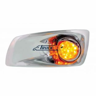 Fog Light Cover With Amber LED Hi/Lo Watermelon Light & Visor For 2007-17 KW T660- Driver -Amber Lens - United Pacific 42716