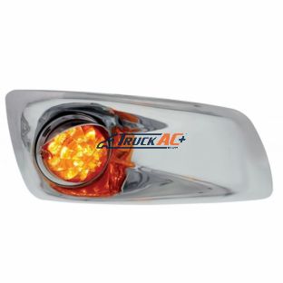 Fog Light Cover With Amber LED Reflector Watermelon Light & Visors For 2007-17 KW T660- Passenger -Amber Lens - United Pacific 42746