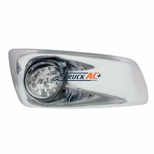 Fog Light Cover With Amber LED Reflector Watermelon Light & Visors For 2007-17 KW T660- Passenger -Clear Lens - United Pacific 42747