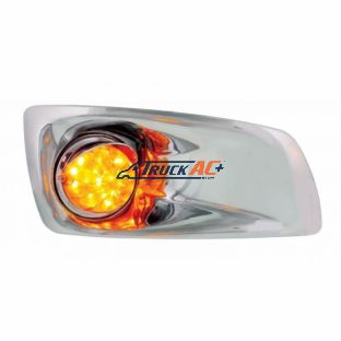 Fog Light Cover With 17 Amber LED Hi/Lo Watermelon Light & Visor For 2007-17 KW T660- Passenger -Amber Lens - United Pacific 42748