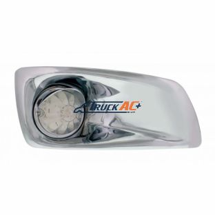 Fog Light Cover With 17 Amber LED Hi/Lo Watermelon Light & Visor For 2007-17 KW T660- Passenger -Clear Lens - United Pacific 42749