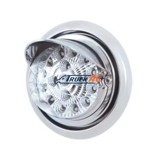 Front Bumper Light With 17 Amber LED Dual Function Clear Reflector Light & Visor For FL Columbia - Clear Lens - United Pacific 39153