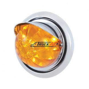 Front Bumper Light With 17 Amber LED Watermelon Light & Visor For Freightliner Columbia - Amber Lens - United Pacific 39154