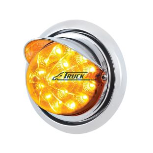 Front Bumper Light With 17 Amber LED Reflector Light & Visor For Freightliner Columbia - Amber Lens - United Pacific 39156
