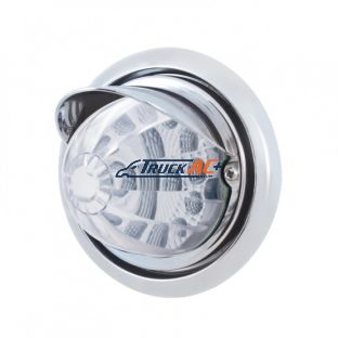 Front Bumper Light With 17 Amber LED Reflector Watermelon Light & Visor For Freightliner Columbia - Clear Lens - United Pacific 39159