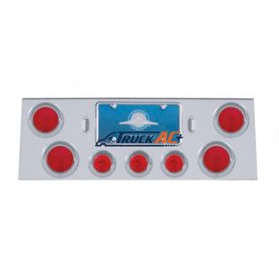 Stainless Rear Center Panel With 4X 4" Lights & 3X 2-1/2" Flat Lights & Visors - United Pacific 21608