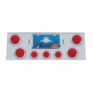 Stainless Rear Center Panel With 4X 4" Lights & 3X 2-1/2" Flat Lights & Bezels - United Pacific 21609
