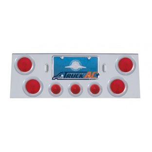 Stainless Rear Center Panel With 4X 4" Lights & 3X 2-1/2" Beehive Lights & Bezels - United Pacific 21611