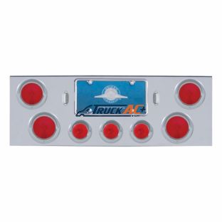 Chrome Rear Center Panel With Four 4" Lights & Three 2-1/2" Lights & Visors - United Pacific 21613