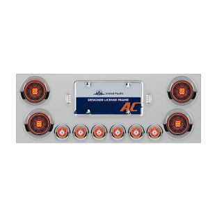 SS Rear Center Panel With Four 13 LED 4" Abyss Light & Six 4 LED 2" Lights & Visors-Red LED/Clear Lens - United Pacific 34484
