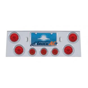 SS Rear Center Panel With 4X 10 LED 4" Lights & 3X 13 LED 2-1/2" Lights & Visors -Red LED & Lens - United Pacific 34500