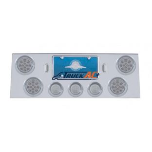 SS Rear Center Panel With 4X 12 LED 4" Reflector Light & 3X 13 LED 2-1/2" Light & Visor -Red LED/Clear Lens - United Pacific 34506