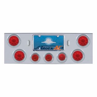 CR Rear Center Panel With 4X 10 LED 4" Lights & 3X 13 LED 2-1/2" Lights & Visors -Red LED & Lens - United Pacific 34508