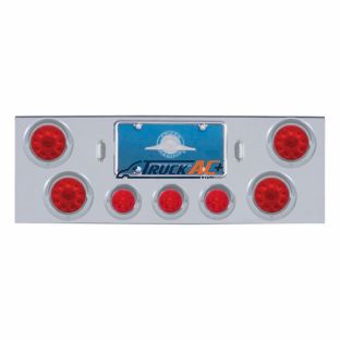 CR Rear Center Panel With 4X 10 LED 4" Lights & 3X 13 LED 2-1/2" Beehive Lights & Visors-Red LED & Lens - United Pacific 34509