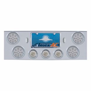 CR Rear Center Panel With 4X LED 4" Reflector Lights & 3X LED 2-1/2" Lights & Visors -Red LED/Clear Lens - United Pacific 34514