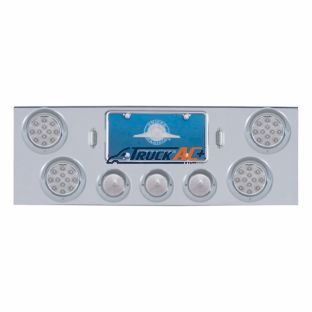 CR Rear Center Panel +4X LED 4" Refl. Light & 3X LED 2-1/2" Beehive Light & Visor-Red LED/Clear Lens - United Pacific 34515