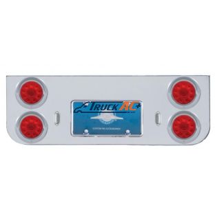 Chrome Rear Center Panel With Four 10 LED 4" Lights & Visors - Red LED/Red Lens - United Pacific 34520